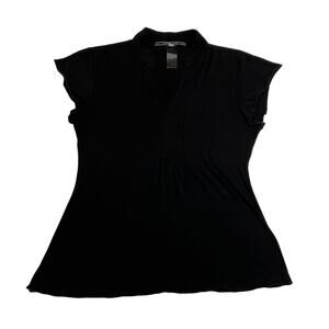 Noel Asmar V-Neck Short Sleeve Top Size Medium Stretch Uniform Minimalist Office